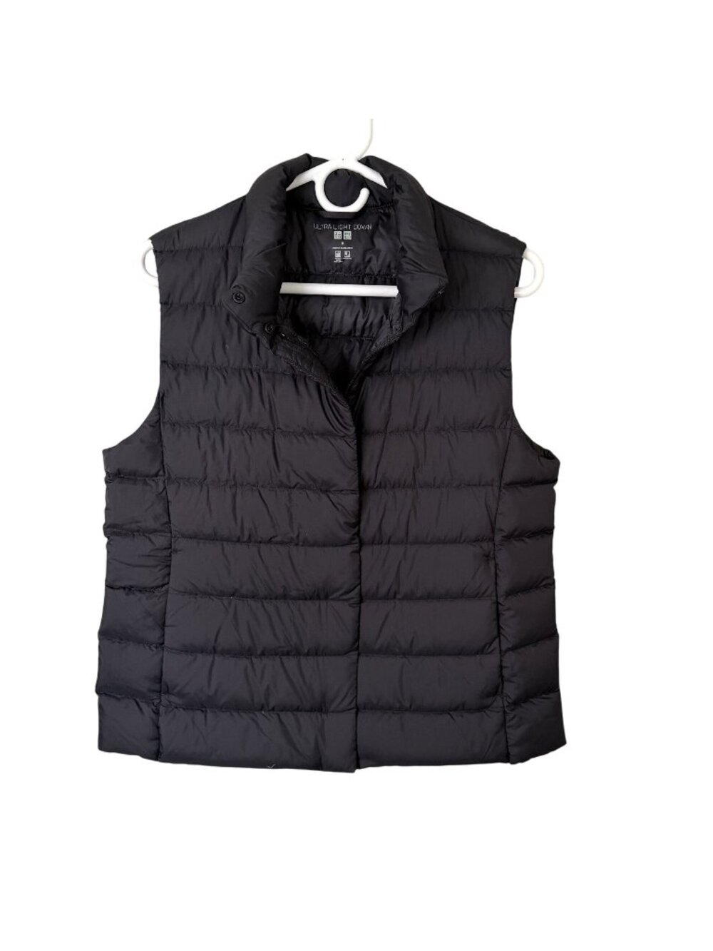UNIGLO Ultra Light Down Vest Water Repellent Black Full Zip M Packable Pocket